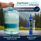 Filters-Clean Survival Water Filter Straw – 0.1 Micron Portable Personal Water Filter, 4,000L (1,056 Gallon) Capacity – Removes 99.9999% Bacteria & Protozoa – Hiking, Camping & Emergency Preparedness