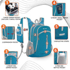 Seektop Small Hiking Backpack 12L to 15L Expandable Travel Packable Waterproof Daypack Lightweight Hiking Bag for Women Men