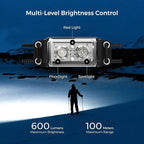 FLEXTAILGEAR Ultra Lightweight Headlamp, 600 Lumen USB-C Rechargeable Headlamp with White Red Light, Adjustable Headband, for Camping, Back Packing, Hiking and Fishing