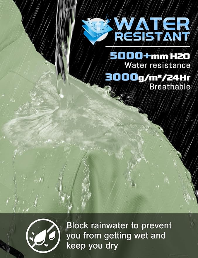 TACVASEN Men's Rain Jacket Lightweight Windbreaker with Hooded Water Resistant Outdoor Raincoat for Hiking Travel Camping