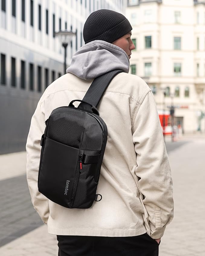 tomtoc 7L Sling Backpack Crossbody Bag for Men Women, EDC Daypack Chest Shoulder bag for 14-inch MacBook Pro M5, 13" MacBook Air/Pro, 13'' iPad Pro M5/iPad Air M3, Organized, Daily Use, Work, Travel-S