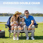 Double Camping Chair for Adults Oversized 2 Person Loveseat Chair for Heavy People, Folding Padded Outdoor Seat with Cup Holders & Carry Bag, 660 lbs Capacity, for Camping, Sports, Backyard