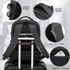 DUSLANG 17 Inch Laptop Backpack for Travel Water Resistant College Backpack for Men Women Laptop Bag with USB Charging Port Tablet Sleeve Bag, Black
