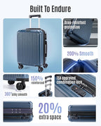 LIGHT FLIGHT Carry On Luggage 22x14x9 Airline Approved, Durable Hard Shell Carry On Suitcases with Wheels, Expandable Hardside Lightweight Travel Luggage with TSA Lock, Lilac