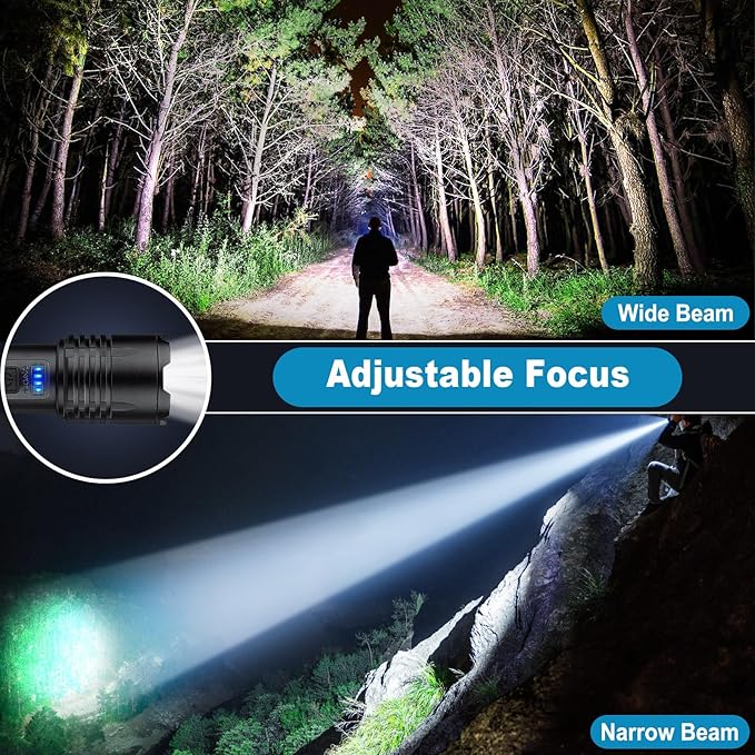 3 Pack Rechargeable Flashlights 90,000 High Lumens, Super Bright LED Flash Light with 3 Light Modes, High Power Flashlight with Charging Cables, IPX7 Waterproof for Camping, Outdoor, Home