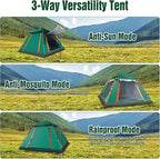Tents for Camping 4-5 Person with Rainfly, Family Camping Tents Waterproof Windproof with 2 Large Mesh Windows Easy Setup, Outdoor Backpacking Tent for Hiking Climbing Adventure Backyard(Green)