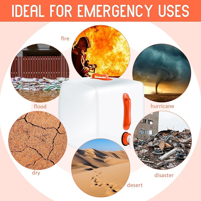 3 Pack Collapsible Water Container with Spigot, Foldable Camping Water Container Portable Camping Storage Carrier Jug for Outdoors Hiking Emergency Kit Backpack(5.3 Gallon,Orange,3 Pcs)