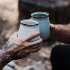 Barebones Enamel Tumblers Set of 2 - Vintage-inspired Design - Durable and Suitable for Outdoor Picnics or Camping (16 Oz, Eggshell)