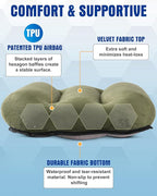 Ultralight Inflatable Camping Pillow for Sleeping – Soft Velvet Cover, Compact & Portable, Ergonomic Neck Support, Machine Washable Air Pillow, Perfect for Travel, Hiking, Backpacking – Green