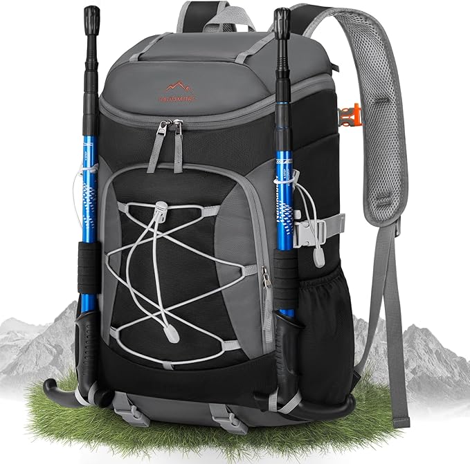 RAINSMORE Foldable Hiking Backpack for Women Men Packable Camping Backpack 40L Waterproof Hiking Daypack Bag Lightweight Collapsible Daypack for Travel Trekking Mountaineering Large Capacity Black