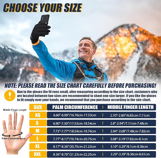 Pixel Panda Winter Gloves for Men Women Warm Touchscreen Gloves for Cold Weather Thin Water-Resistant Windproof Non-Slip Gloves for Cycling, Driving, Running, Hiking