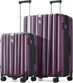 Hanke Expandable Hard Shell Luggage Sets 2 piece Carry on Luggage with Wheels Suitcases Lightweight Checked Tsa Luggage Rolling Large Suitcase Travel Luggage Bag Woman Men 20/29 Inch(Purple)