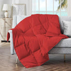 puredown® Lightweight Packable Couch Throw Soft Feather Down Throw Blanket for Indoor and Outdoor Use, 50"X70", Fiery Red