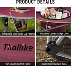 Portable Lightweight Folding Camping Table - Collapsible Foldable Picnic Camp Table with Cooler 4 Enlarged Upgraded Cup Holders and Carry Bag for Tailgating Beach BBQ RV Hiking Party Travel