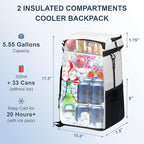 Backpack Cooler Insulated Leak Proof 33/49 Cans, 2 Insulated Compartments Thermal Bag, Portable Lightweight Beach Travel Camping Lunch Backpack for Men and Women