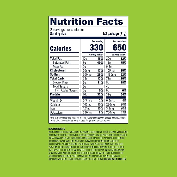 BIGHORN Mountain Food Vegetarian Creamy Mushroom Pasta - premium freeze dried meals for backpacking food - vegetarian backpacking meals - ideal camping meal just add water - great taste - 2 servings