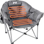 Slsy Heated Camping Chair Oversized, Outdoor Portable Heated Folding Chair, Heavy Duty 500 lbs Support, Padded Seat for Outdoor Sports, Camping, Patio, and Picnics