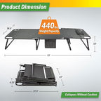Folding Camping Cot with Mattress for Adults up to 440lbs - Heavy Duty Foldable Bed with Removable Cot Mattress and 3 Recline Positions for Travel, Camp, Beach or Guest Bed by Wakeman Outdoors (Gray)