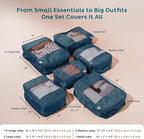 6-Pack Compression Packing Cubes Travel Essentials - Lightweight, Water-Resistant Luggage Organizer Bags with Handles, Durable Travel Accessories Suitcase Organizer (Teal)
