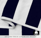 COTTON CRAFT Hooded Beach Towel – Oversized 35 x 70 Towel with Hood for Adults - 100% Cotton Velour Dobby Terry Towel - 450 GSM Pool Bath Wrap - Soft Absorbent Quick Dry – Cabana Stripe Navy