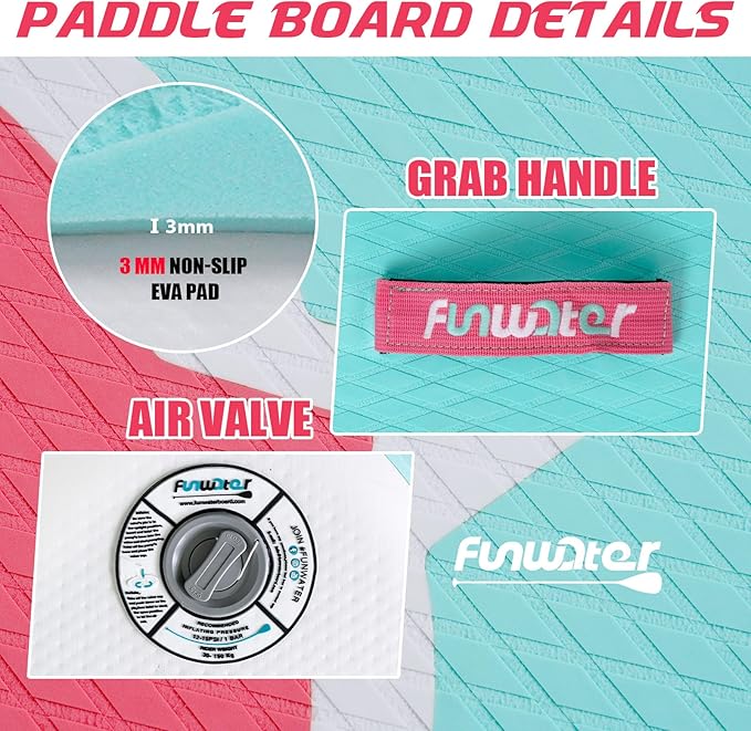 FunWater Inflatable Stand Up Paddle Board 10'/10'6"/11'/11'6" Paddle Board for Adults & Youth, Paddleboards Inflatable with Premium SUP Accessories, Wide Stable, Non-Slip Comfort Deck