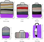 BAGAIL 4 Set/6 Set/8 Set Compression Packing Cubes Travel Accessories Expandable Packing Organizers(Purple HalfMesh 6 Set)