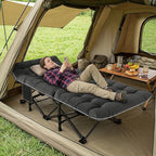 ABORON Camping Cot for Adult 28" Extra Wide, Heavy-Duty 1200D Oxford Cot for Sleeping, Portable Folding Camp Bed with Mat & Carry Bag