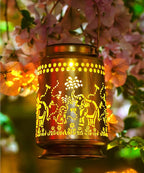 Nacome Elephant Solar Lanterns for Garden Decor: Waterproof Hanging Metal Decorations with LED Lights for Yard Lawn Porch Patio Landscape Pathway