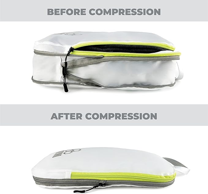 Beeyond Compression Packing Cubes Set - 6 Pieces for Travel and Luggage Organization, Includes Large & Small Cubes, Accessories Bag, and Laundry Bag