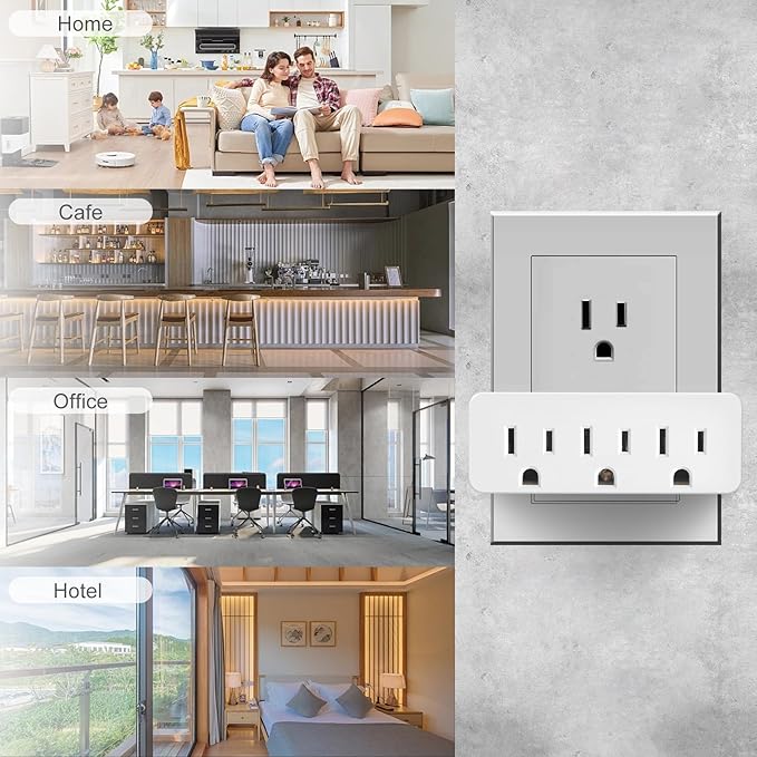 TENINYU 3 Outlet Adapter Extender - UL Listed 1875W/15Amps 3 Way Grounded Polarized Plug Extender Power Strip, Wall Plug 1 to 3 Outlet Splitter with 3 AC Outlets for Household Appliances (1)