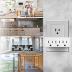TENINYU 3 Outlet Adapter Extender - UL Listed 1875W/15Amps 3 Way Grounded Polarized Plug Extender Power Strip, Wall Plug 1 to 3 Outlet Splitter with 3 AC Outlets for Household Appliances (1)