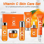Face set + Neck Mask(8PCS each pack)，Glown 6-Piece Hydrating Skincare Set with Vitamin C & Niacinamide,HONLINK Face Care Kit Includes Toner, Faical Serum,Cleanser,Moisturizer, Eye Cream & Body Lotion