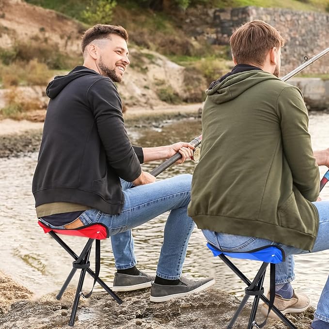 3 Pack Folding Camping Stool 12.2 x 14.96 Inch Portable Collapsible Chair Tripod Stool Hiking Chair for Fishing, Beach, Picnic, Outdoor, Gardening and Travel