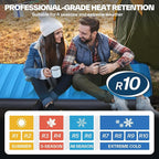 Sportneer Sleeping Pad for Camping: 4" Ultra-Thick Air & Foam Camping Mattress with 10 R Value, 4-Season Large Size 78" x 30" Self-Inflating Sleeping Pad for Camp/Travel/Car/Tent, Easy to Inflate