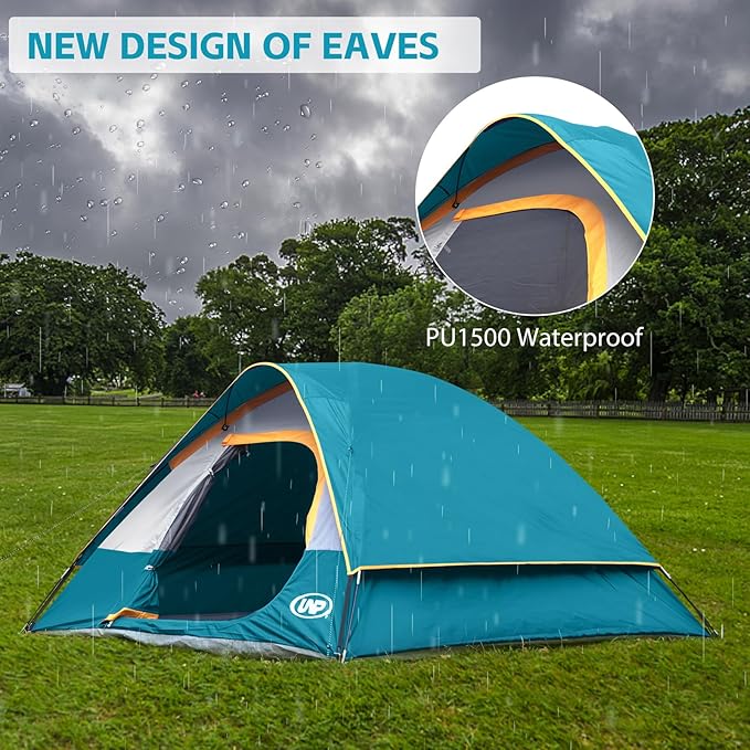 Camping Tent 4 Person, Waterproof Windproof Tent with Rainfly Easy Set up-Portable Dome Tents for Camping