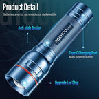 Rechargeable Flashlights High Lumens, G1000 Super Bright Flash Light, Small Zoomable LED Flashlight with 3 Lighting Modes, Portable Tactical Flashlight for Camping Essentials (Battery Included)-Blue