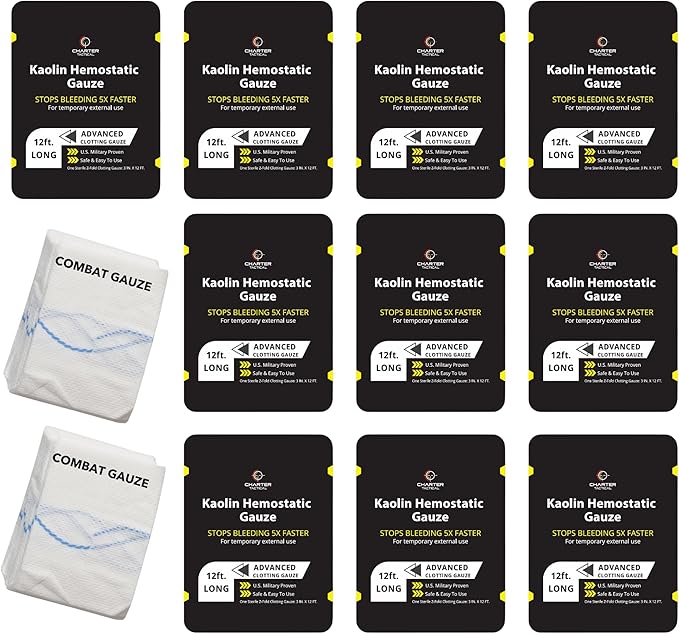 First Aid Advanced Quick Clotting Combat - Flexible Hemostatic - Stop The Bleed kit Faster Wound Packing with Quick Clotting Medical - Survival Kit Supplies - 3" x 12.5' (CT-GAUZE10)