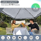 KAMPKEEPER 10x10 Pop Up Canopy Tent with 2 Sidewalls, Beach Tent - Easy Outdoor Sun Shade for Events, Parties, Camping - Gazebo with 4 Weight Bags & Carry Bag.（Grey）