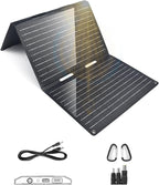 30W Portable Solar Panel, Foldable Solar Panel Charger with QC3.0 USB-A USB-C & DC Output for Phone/Power Bank/iPad/Power Station, IP65 Waterproof for Camping Backpacking Hiking RV Blackout