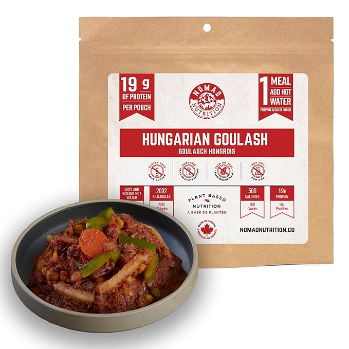 Nomad Nutrition Hungarian Goulash | Instant Freeze Dried Backpacking & Camping Food | Plant-Based, Non-GMO Hiking Meals with High-Energy, Vegan, Gluten-Free | 112g - 1 Pack