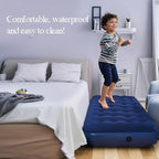 Foldable Inflatable air Mattress, Suitable for Indoor and Outdoor air Mattress, Thickened Waterproof, can be Used for Camping Tents (excluding Inflation Tools (Blue, Single) (Blue, Single)