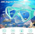 Kids Snorkel Set Dry Top Snorkeling Gear for Kids Youth Boys Girls Junior Age 5-15,Tempered Glass Swimming Diving Mask and Snorkel Set 180 Degree Panoramic View