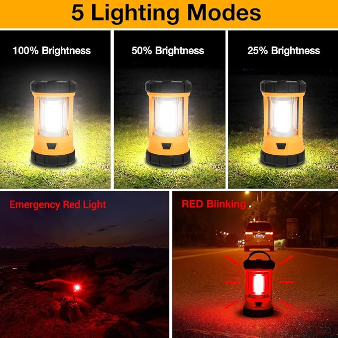 Camping Lantern, 3200LM Bright Camping Lights, 4600mAh Rechargeable LED Lantern, Flashlight for Power Outages/Fishing/Hurricane/Emergency, CT CAPETRONIX Camping Accessories (2-Pack)