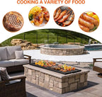 only fire Foldable X-Marks Fire Pit Cooking Grate, Portable Rectangle Campfire Grill Grate with Handles, Heavy Duty Steel Campfire BBQ Grill for Outdoor, 40 inch