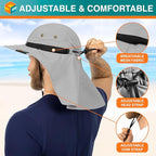SUN CUBE Sun Hat for Men, Wide Brim Fishing Hat Neck Flap Cover Men, Women, Hiking, Camping, Sun Protection UV, Gardening