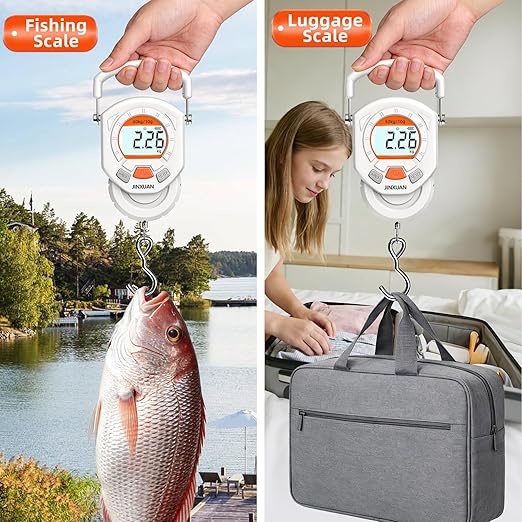 Fishing Scale Luggage Scale 132lb/60kg Digital Fish Scale, Fish Weight Scale with Backlit LCD Display, Luggage Weight Scale with 4 Units, 2 AAA Batteries, Hanging Scale for Fishermen Travelers