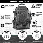 Tactical Backpack Military Hiking Daypack - Molle Backpack for Men 3 Day Assault Pack Bug Out Bag for Camping (Grey)