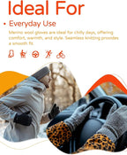 Merino Wool Gloves for Women Men, Touch Screen Warm Glove Liners Thermal Soft Knit Lining for Winter Running Hiking