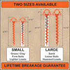 Ultimate Ground Anchors: Heavy Duty Screw-in Tent Stakes for High Wind, Sand, Canopies, and Camping - Made in USA, Included T-Grip Tool - (Small, Single Pack, Orange)