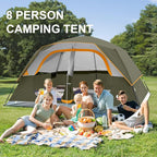 CAMPROS CP Tent 8 Person Camping Tents, Waterproof Windproof Family Tent with Top Rainfly, Large Mesh Windows, Double Layer, Easy Set Up, Portable with Carry Bag, for All Seasons